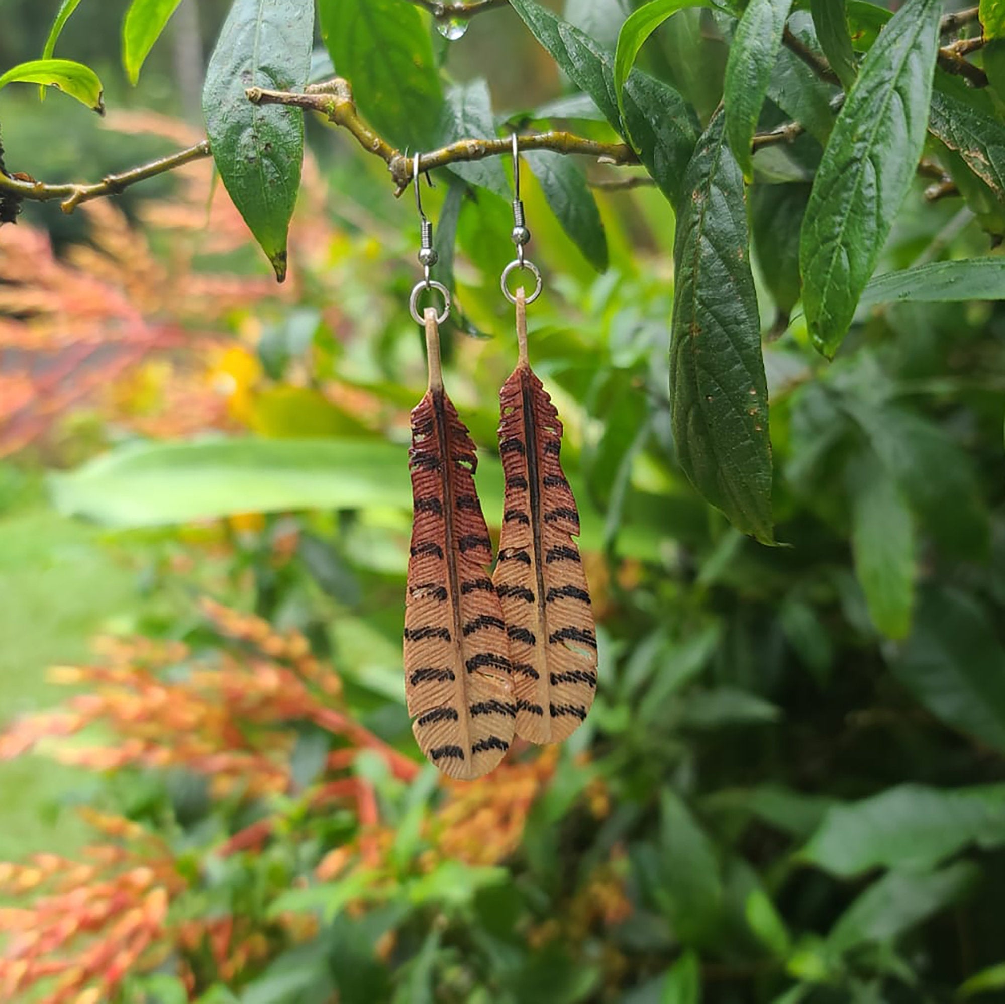 Kookaburra Feather Earrings - FeatherTribe