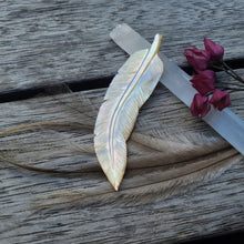 Load image into Gallery viewer, Golden Pearl Kartika Feather Necklace - FeatherTribe
