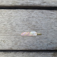 Load image into Gallery viewer, Super Mini Pink Pearl Flight Feather Necklace with Brass Bail - FeatherTribe
