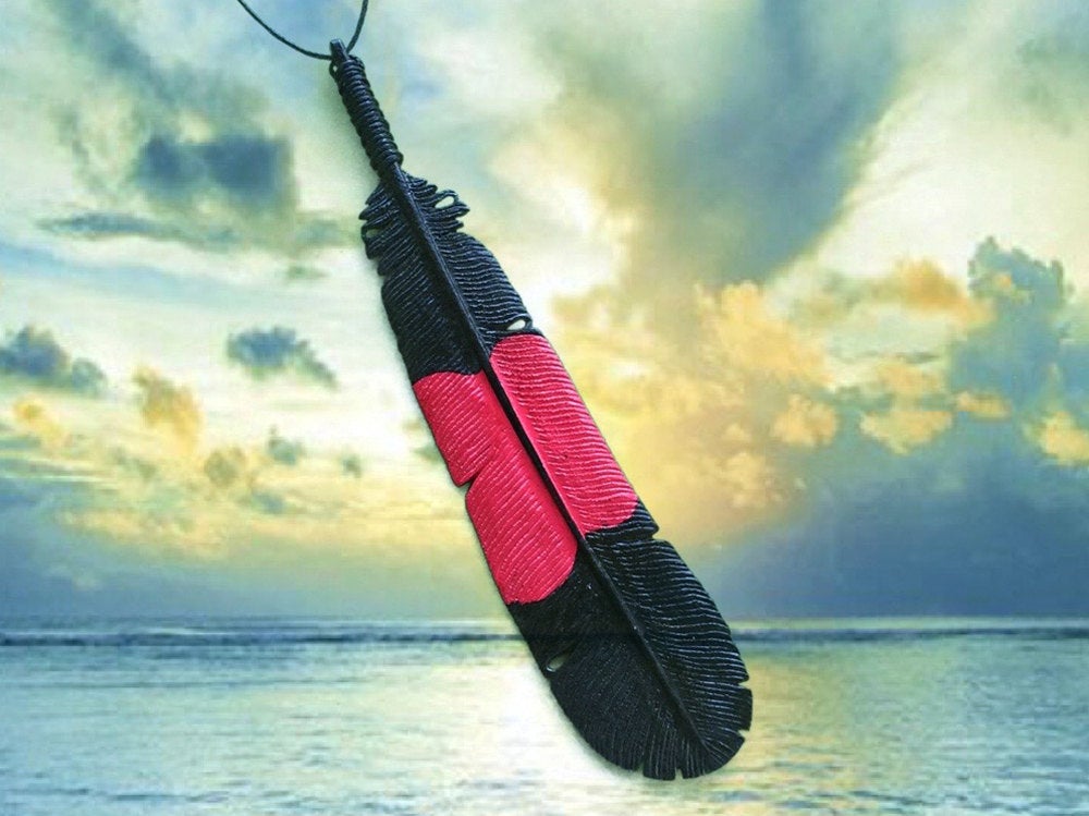 Male Red Tailed Black Cockatoo Feather Necklace - FeatherTribe