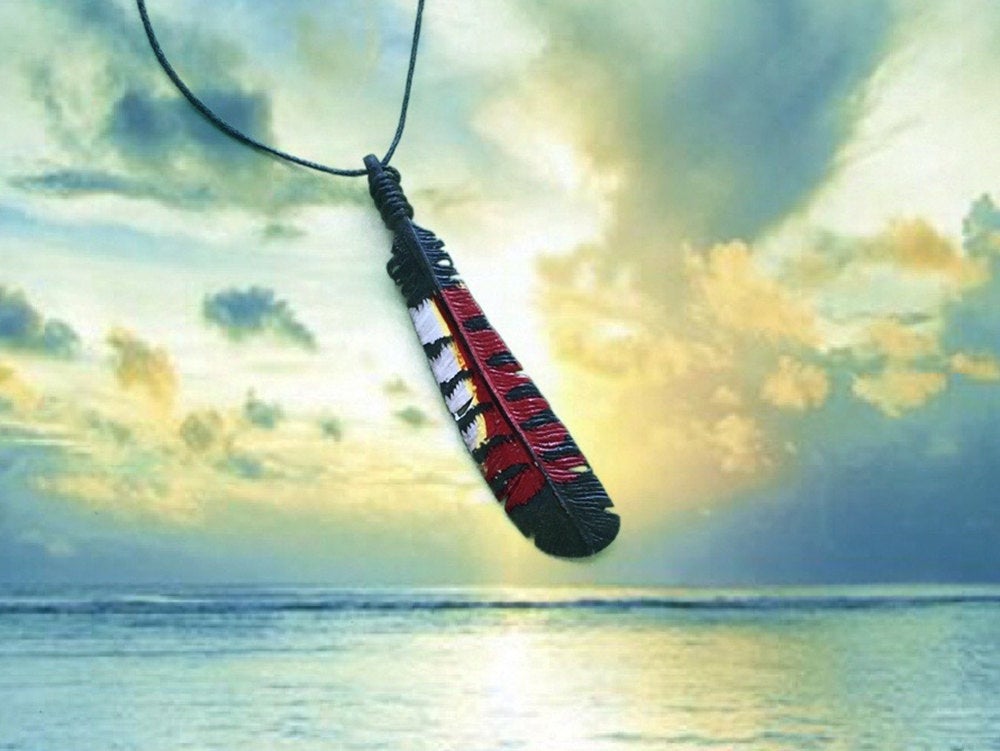 Small Female Red Tailed Black Cockatoo Feather Necklace - FeatherTribe