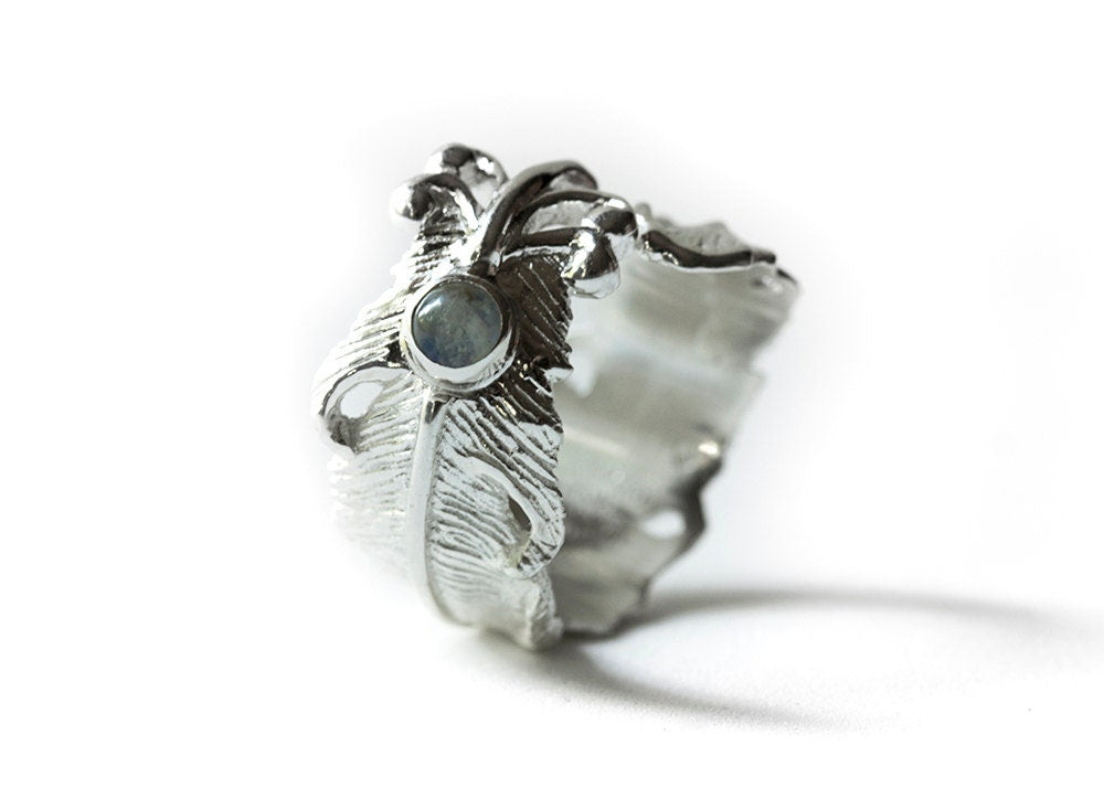 Moonstone Feather Ring - FeatherTribe