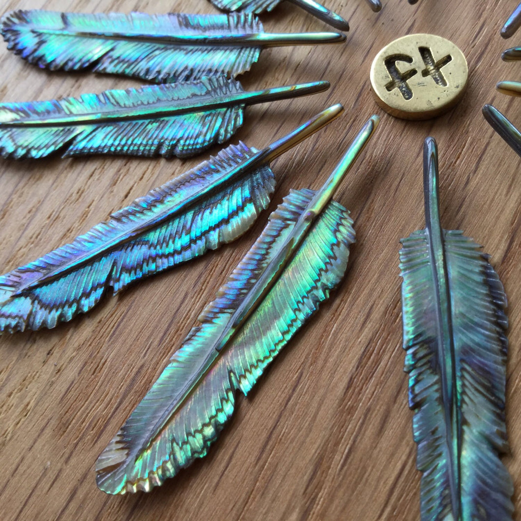 Super Mini Abalone Flight Feather Necklace - FeatherTribe