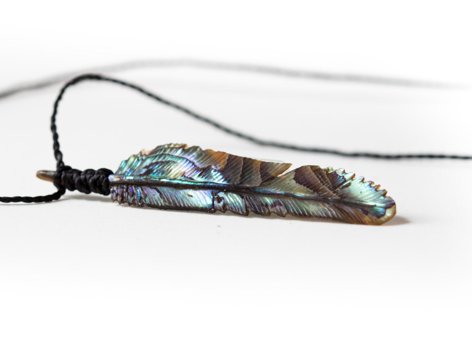 Mini Abalone Flight Feather Necklace - FeatherTribe