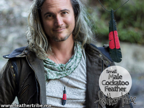 Small Male Red Tailed Black Cockatoo Feather Necklace - FeatherTribe