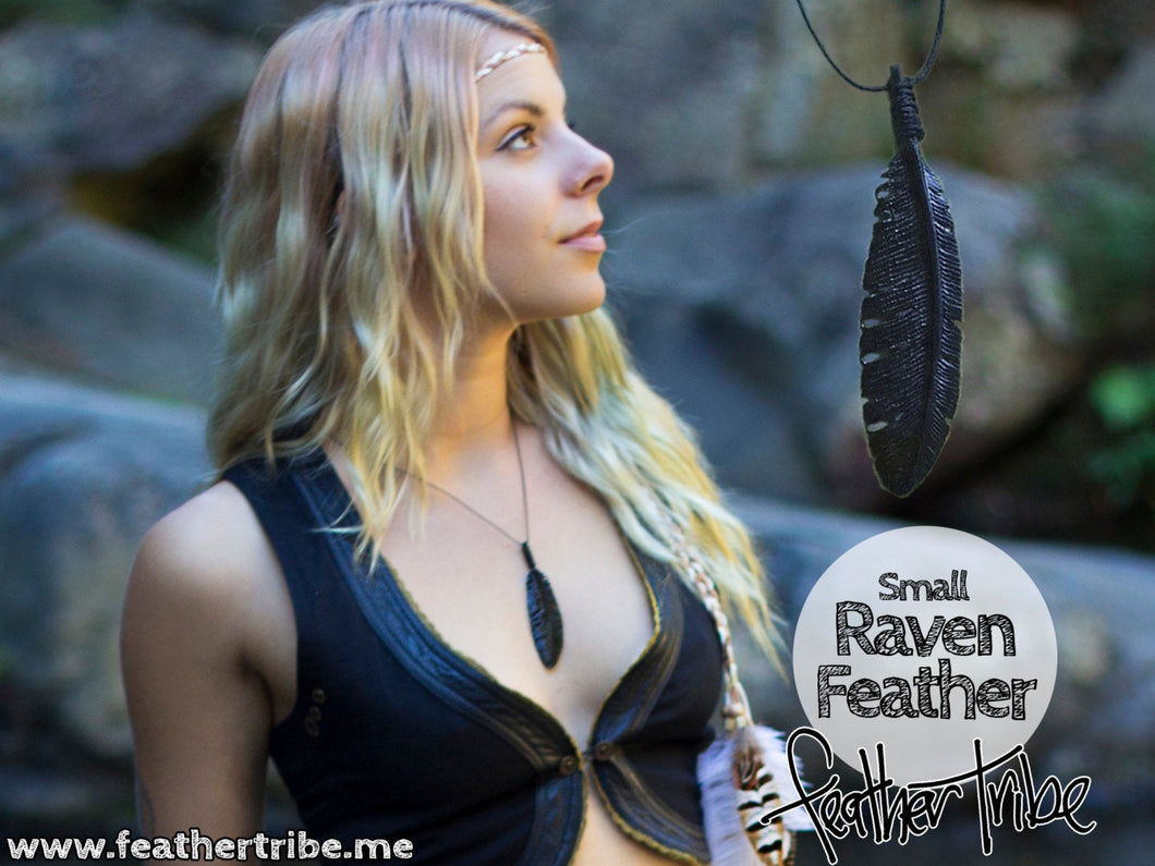 Small Raven Feather Necklace - FeatherTribe
