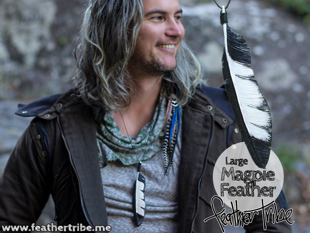 Magpie Feather Necklace - FeatherTribe