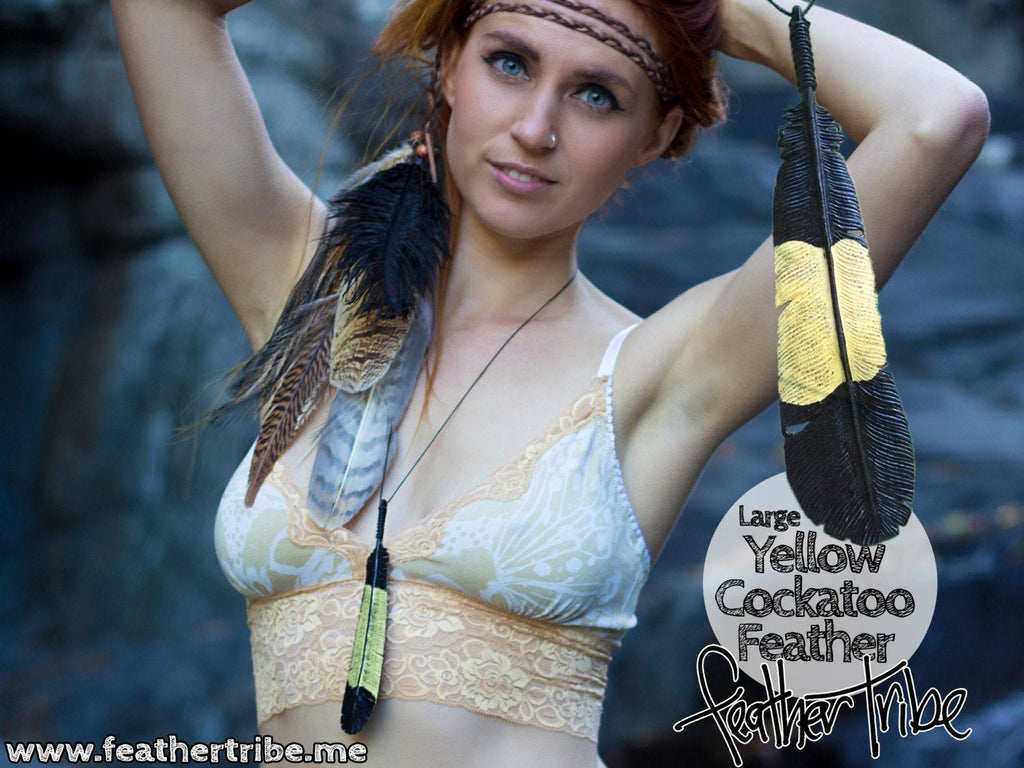 Yellow Tailed Black Cockatoo Feather Necklace - FeatherTribe