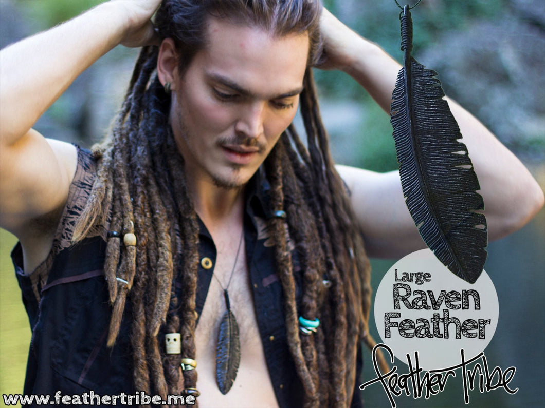 Raven Feather Necklace - FeatherTribe
