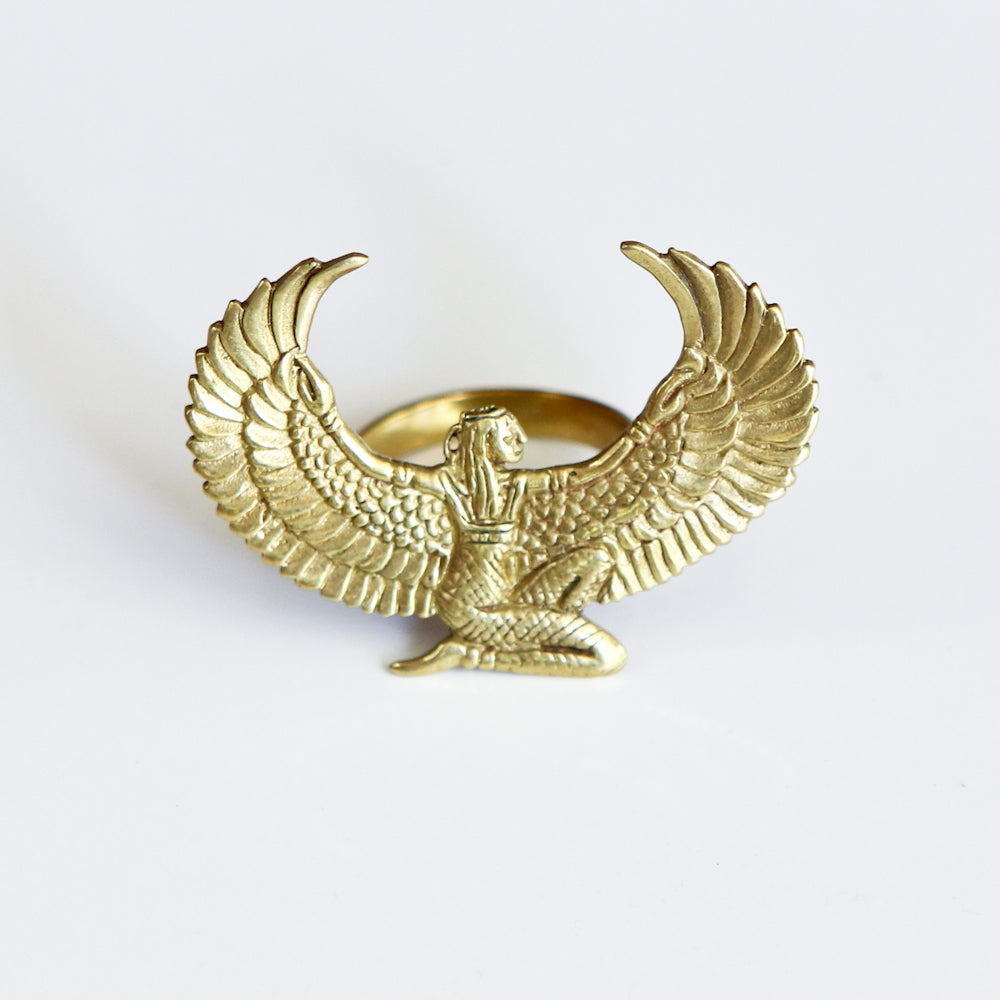 Brass Isis Goddess Ring - FeatherTribe